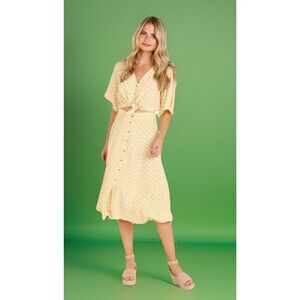 Faithfull The Brand Midi Skirt Marin Le Marais Polka Dot Yellow Size‎ US 2 XS